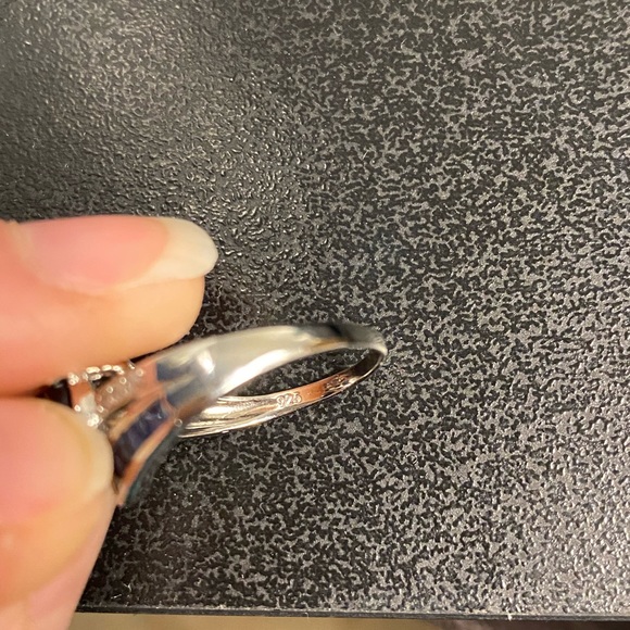Silver ring blue sapphire - Picture 3 of 3